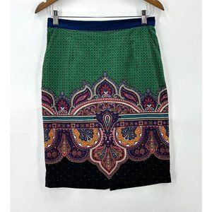 Edme Esyllte Antropologie Womens Pencil Skirt Corduroy Paisley Multicolor 6